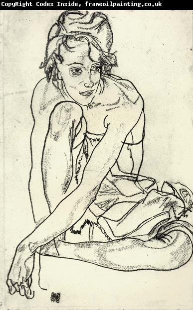 Egon Schiele Squatting Woman